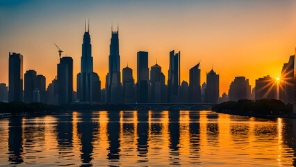 Obraz premium sunset over the city