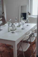 Mirrors and cosmetics for cosmetologist's master class