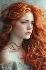 Fototapeta premium Red Haired Woman Posing