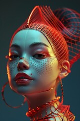 Woman Wearing Head Piece With Wires in Hair