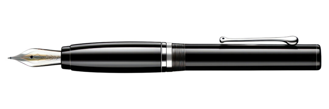 PNG  Black fountain pen white background table nib
