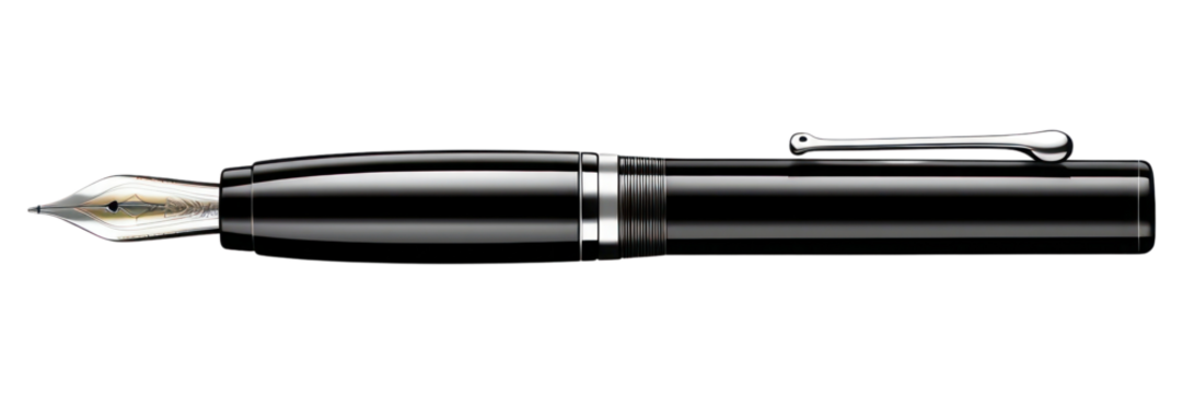 PNG  Black fountain pen white background table nib