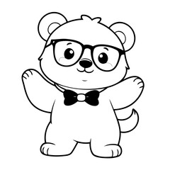 Cute vector illustration Bear drawing for toddlers colouring page