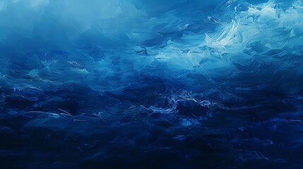 Obraz premium Mystery landscape of a deep blue abyssal plain, a canvas for the imagination, painted in solid color, banner template sharpen with copy space