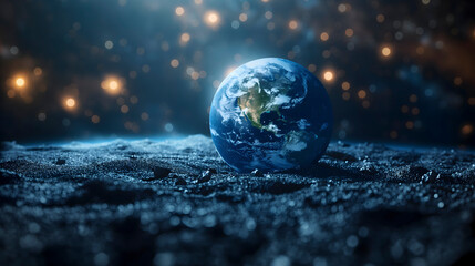 Earth planet on dark background. 3D rendering