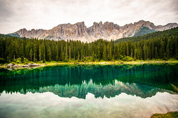 Carezza lake, Dolomites, Trentino-Alto-Adige south tyrol, Italy