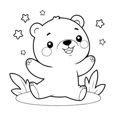 Vector illustration of a cute Bear drawing for children page