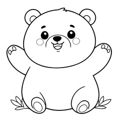 Vector illustration of a cute Bear drawing for toddlers colouring page