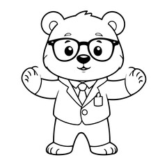 Simple vector illustration of Bear for toddlers colouring page