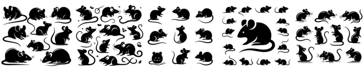 rat silhouette vector set