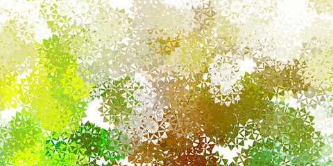 Light green, yellow vector layout with beautiful snowflakes.