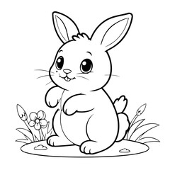 Obraz premium Simple vector illustration of Bunny drawing for toddlers book
