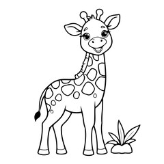 Cute vector illustration Giraffe hand drawn for kids page