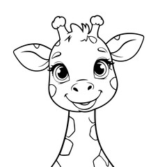 Vector illustration of a cute Giraffe doodle for toddlers worksheet