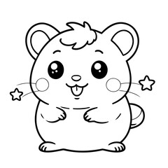 Simple vector illustration of Hamster hand drawn for toddlers