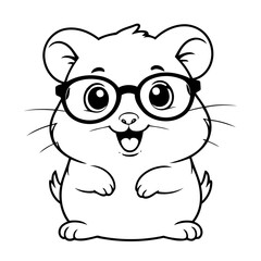 Obraz premium Vector illustration of a cute hamster drawing for children page