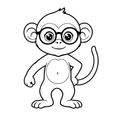 Cute vector illustration Monkey drawing for toddlers coloring activity