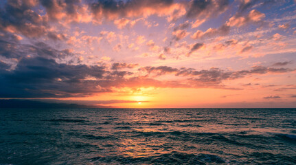 Epic sunset on the Mediterranean sea in Cyprus