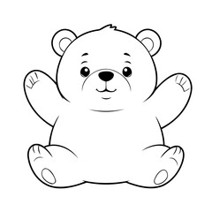 Simple vector illustration of Bear drawing for kids colouring activity