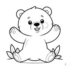 Vector illustration of a cute Bear drawing for kids colouring activity