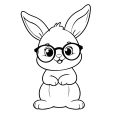 Simple vector illustration of Bunny outline for colouring page