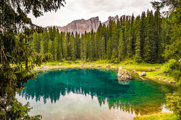 Carezza lake, Dolomites, Trentino-Alto-Adige south tyrol, Italy