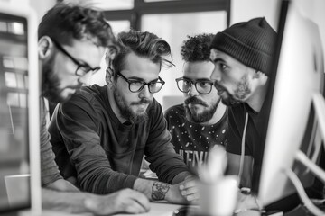 team collaborating on new plans... Black and white