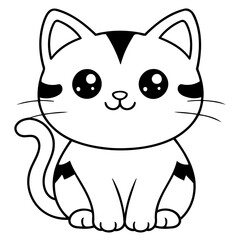 Cute vector illustration Cat hand drawn for kids page