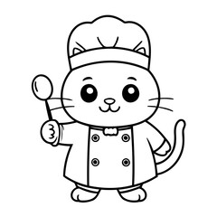 Cute vector illustration Cat colouring page for kids