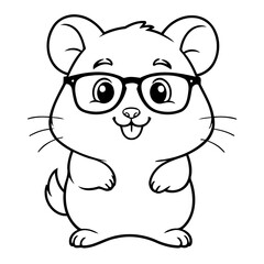 Cute vector illustration hamster hand drawn for kids coloring page