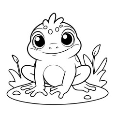 Cute vector illustration Frog drawing for children page