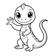 Vector illustration of a cute Lizard doodle colouring activity for kids