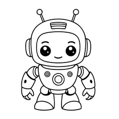 Simple vector illustration of robot drawing for toddlers colouring page