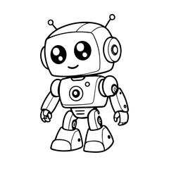Simple vector illustration of robot for kids colouring worksheet © meastudios