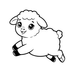 Vector illustration of a cute Sheep doodle drawing for kids page