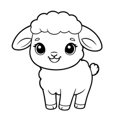 Vector illustration of a cute Sheep drawing for toddlers book