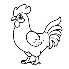 Cute vector illustration rooster doodle colouring activity for kids
