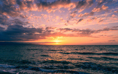 Fantastic sunset above the Mediterranean sea, Cyprus. 1