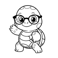 Cute vector illustration turtle drawing for colouring page