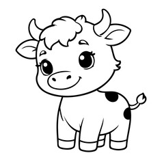 Cute vector illustration Cow for kids colouring worksheet