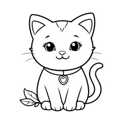 Cute vector illustration Cat for kids coloring activity page