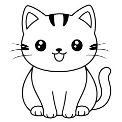 Cute vector illustration Cat colouring page for kids