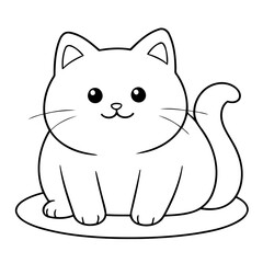 Vector illustration of a cute Cat drawing for kids page