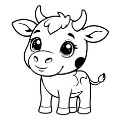 Vector illustration of a cute Cow doodle for toddlers coloring activity