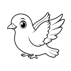 Cute vector illustration Dove drawing for colouring page