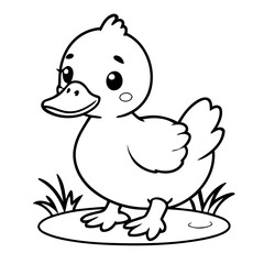 Simple vector illustration of duck doodle for toddlers worksheet