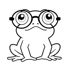 Cute vector illustration Frog drawing for kids colouring page