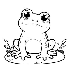 Simple vector illustration of Frog for toddlers colouring page