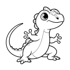 Vector illustration of a cute Lizard doodle colouring activity for kids