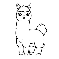 Cute vector illustration Llama drawing colouring activity